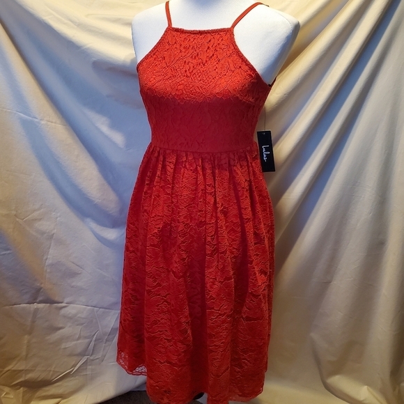 Lulus Dresses & Skirts - Lulu's Endlessly Infatuated Red Lace Midi Dress SZ XS